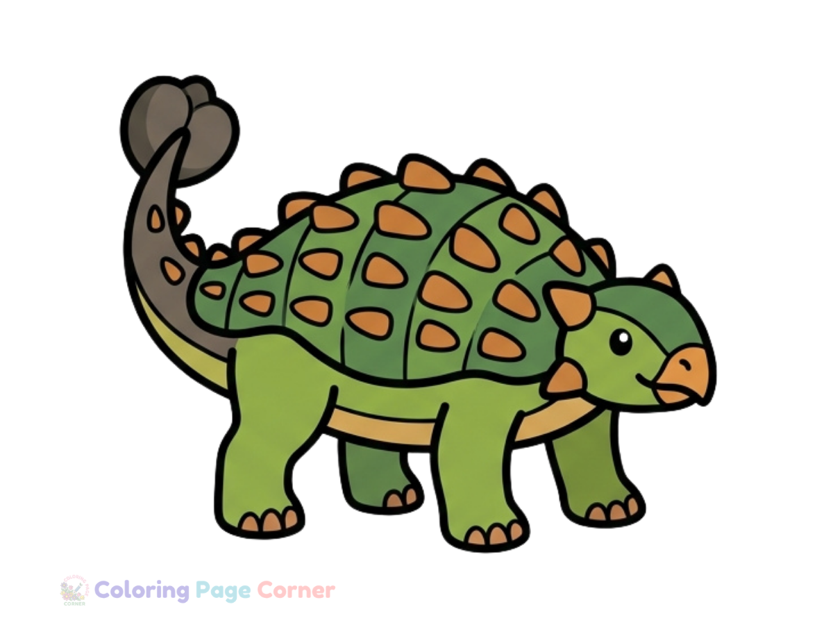 Armored Ankylosaurus Coloring Page for Kids
