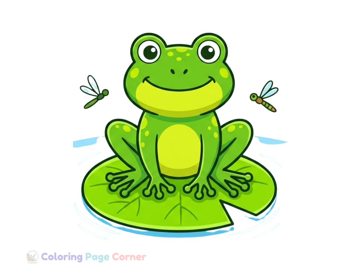 Friendly Frog on a Lily Pad Coloring Page