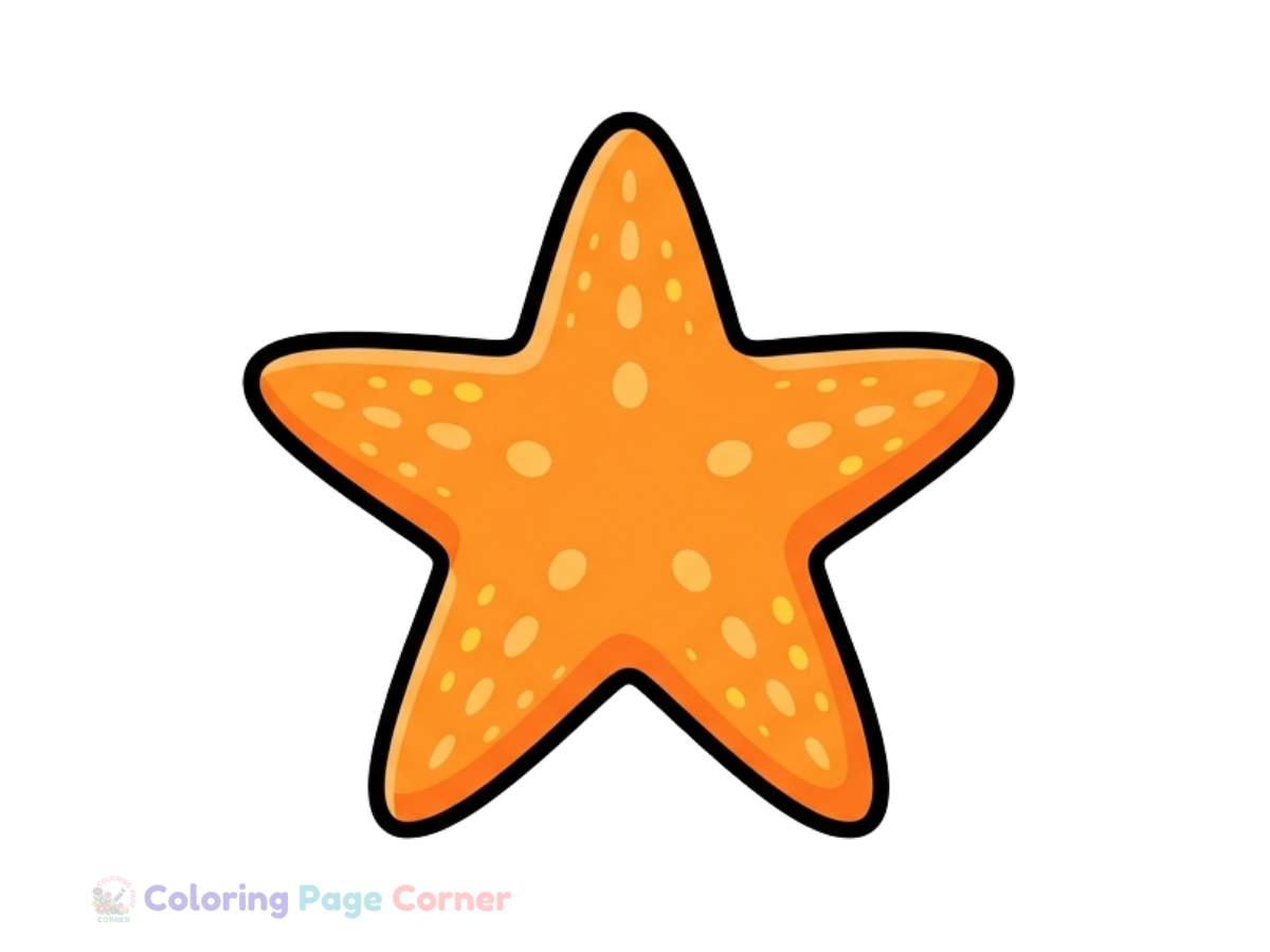 Starfish on the Sand Coloring Page