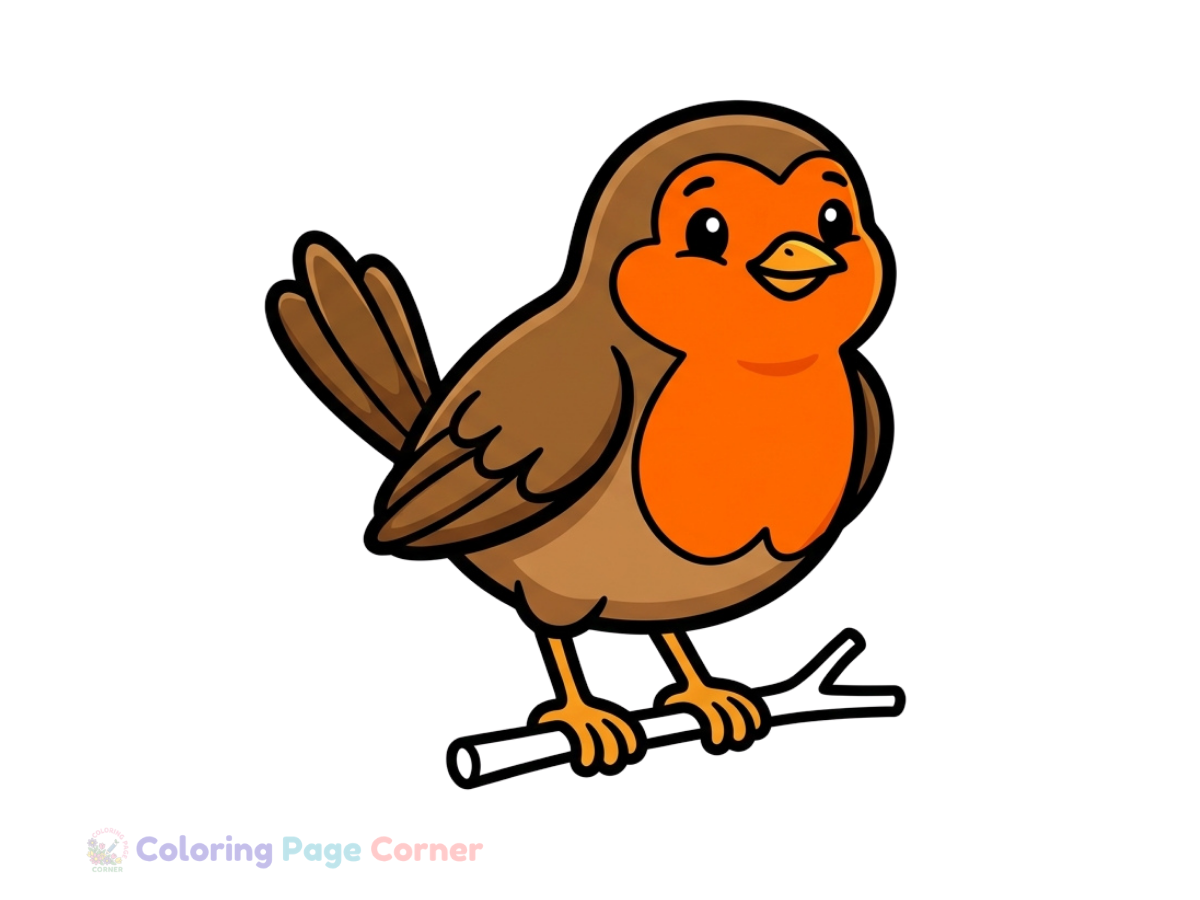 Robin on a Branch Coloring Page