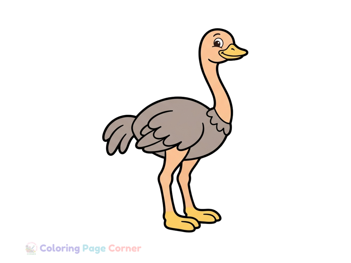 Printable Ostrich Running on the Plains Coloring Page