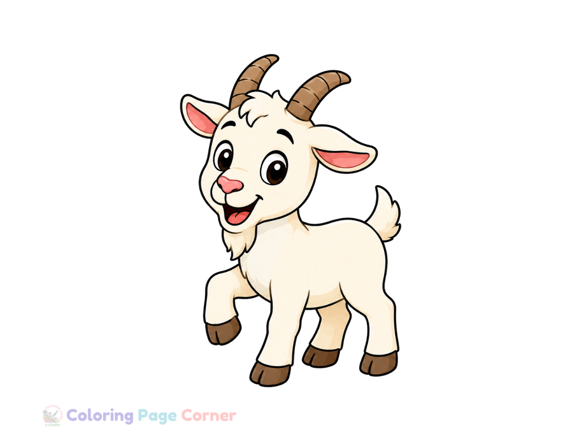 Goat on a Hill Coloring Page for Kids