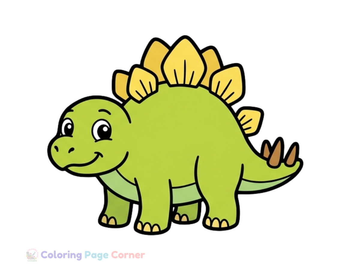 Cute Baby Stegosaurus Coloring Page
