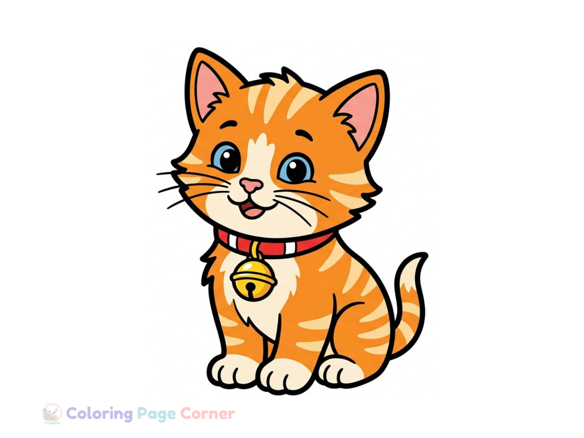 Free Playful Kitten Coloring Page