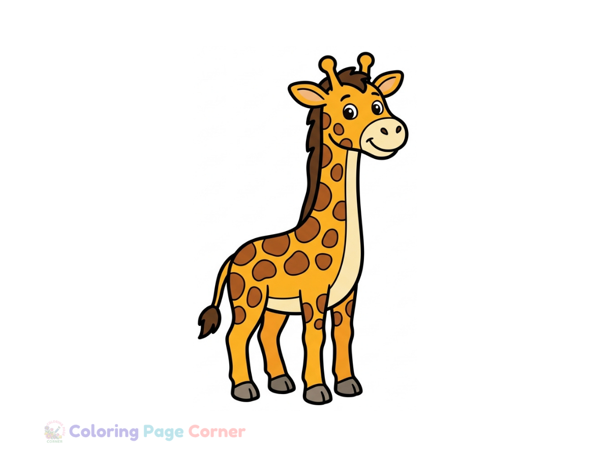 Giraffe Eating Leaves Coloring Page for Kids