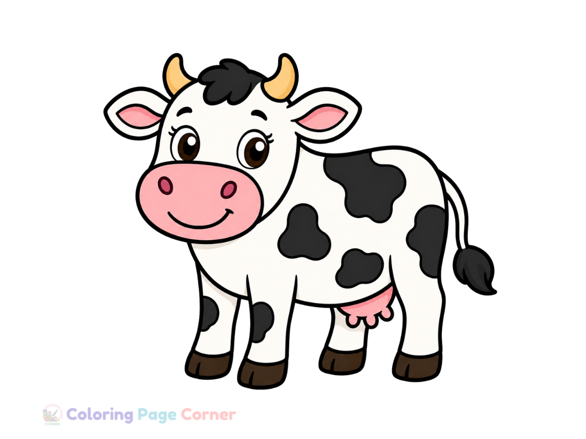 Dairy Cow in a Meadow Coloring Page