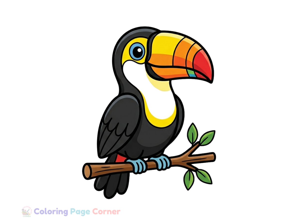 Printable Tropical Toucan Coloring Page