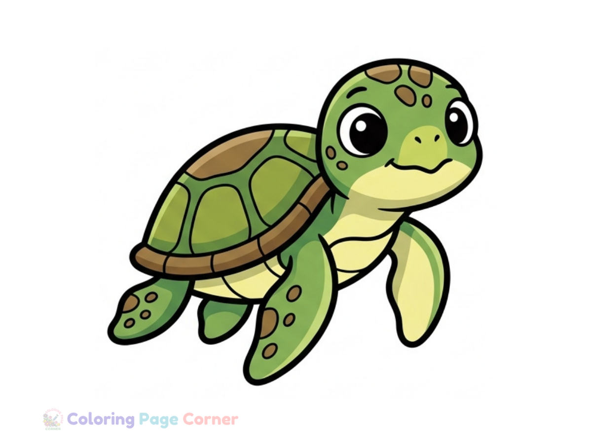 Printable Sea Turtle Swimming Coloring Page