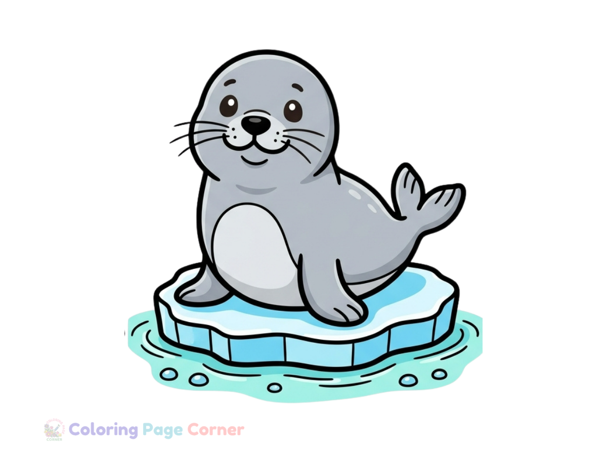 Seal Playing on the Rocks Coloring Page