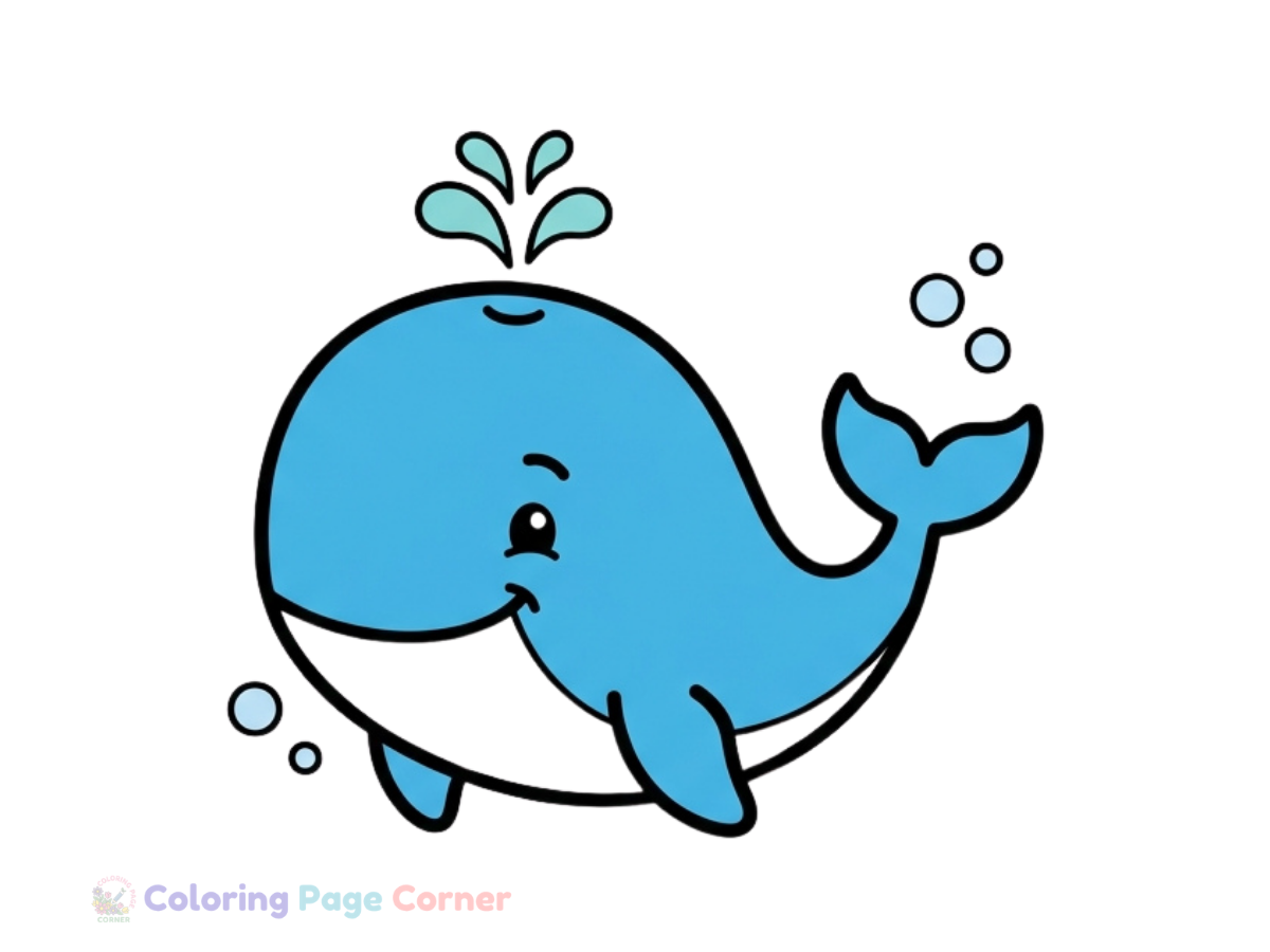Gentle Whale Coloring Page for Kids