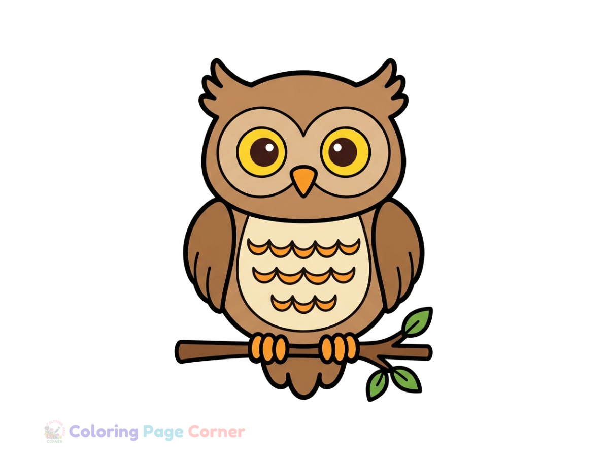 Wise Owl at Night Coloring Page for Kids