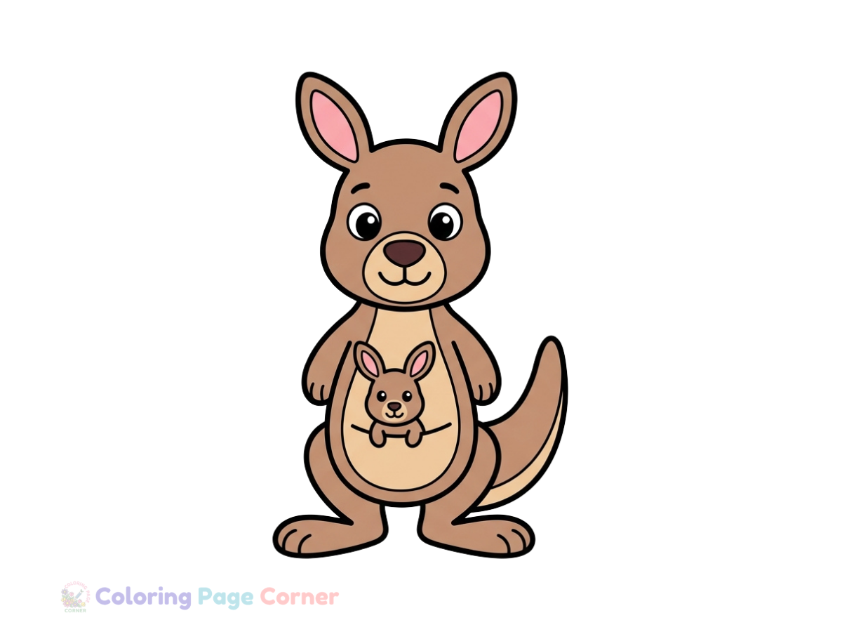 Kangaroo and Joey Coloring Page