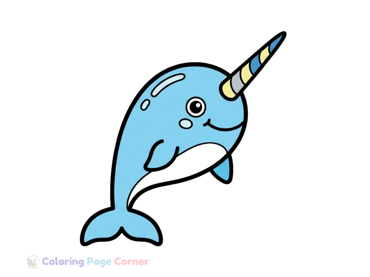 Narwhal with Its Tusk Coloring Page