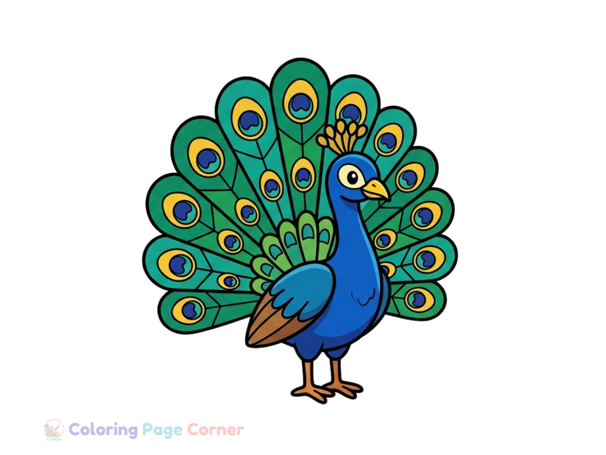 Printable Colorful Peacock Coloring Page