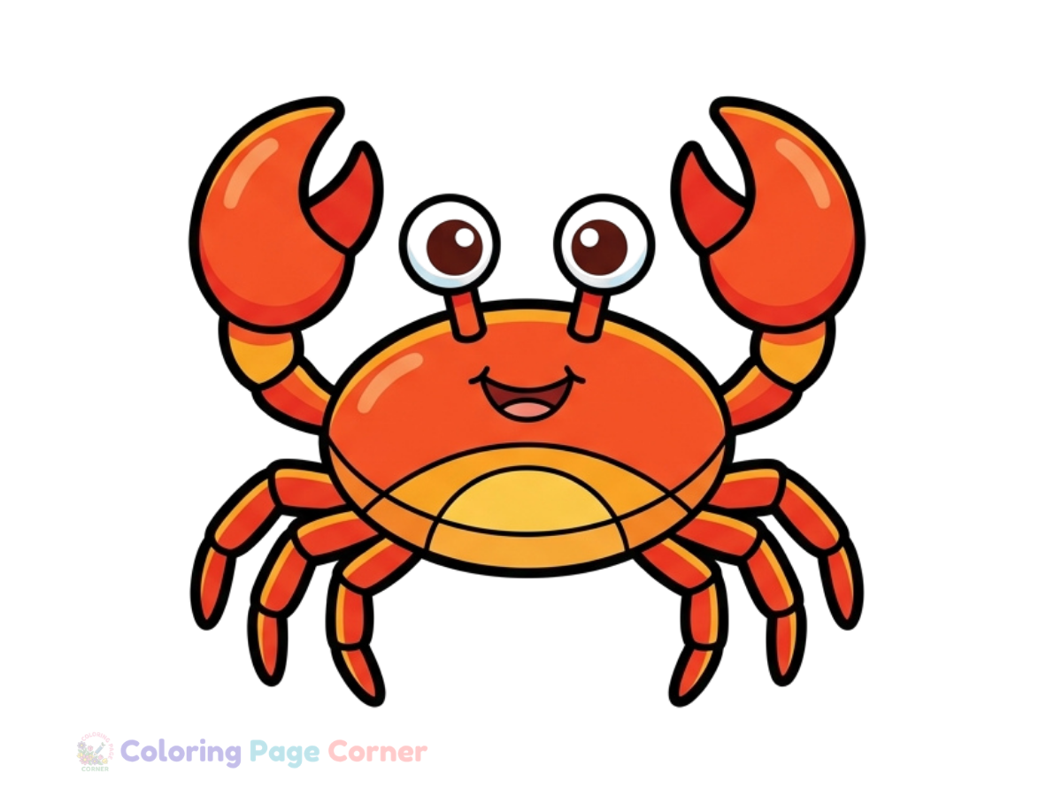 Free Crab on the Beach Coloring Page