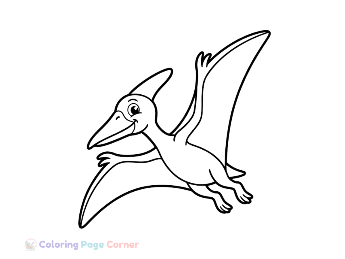 Printable Flying Pterodactyl Coloring Page outline