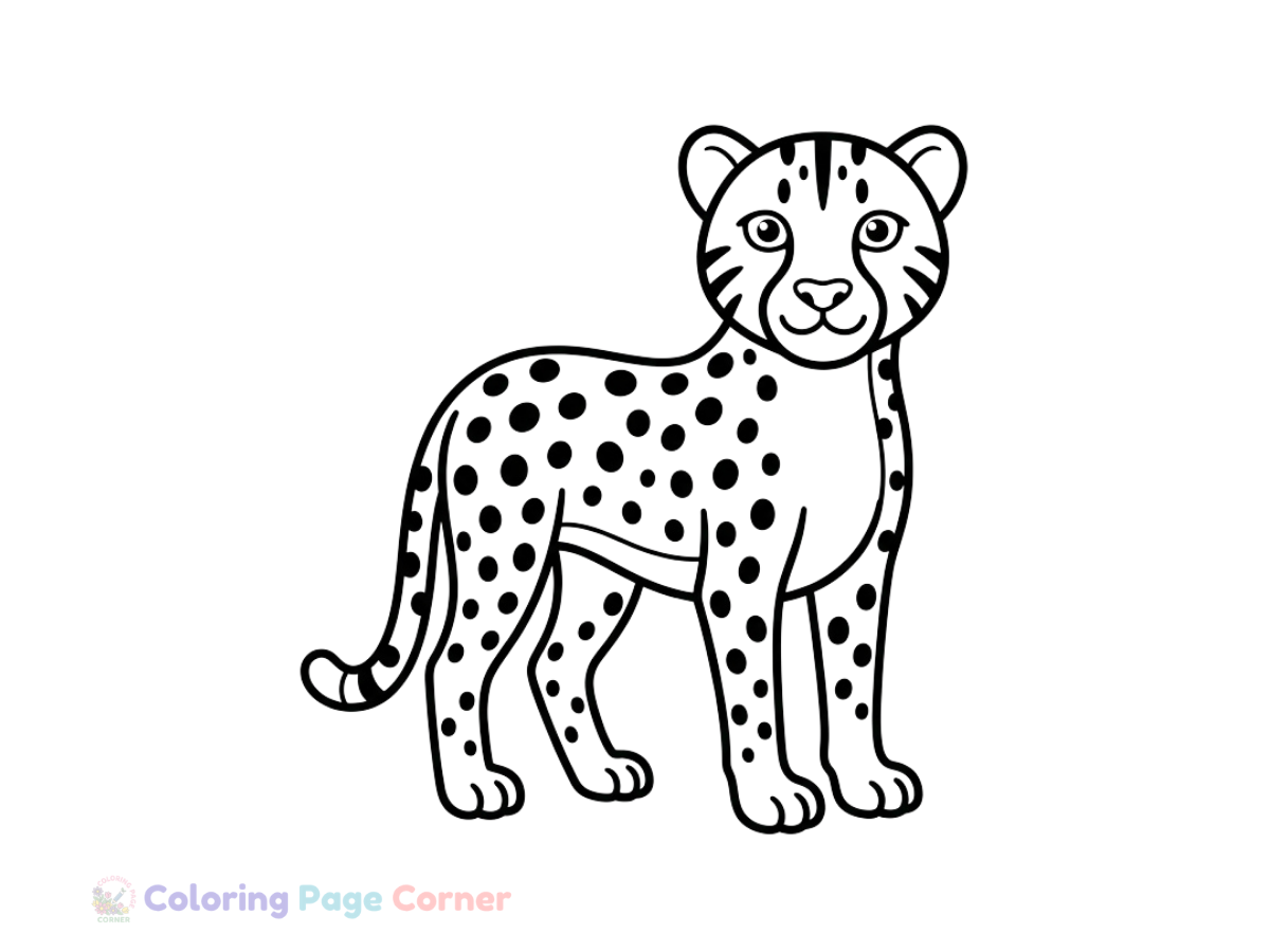 Cheetah Running Coloring Page outline