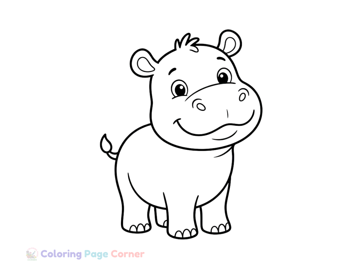 Printable Hippopotamus in the River Coloring Page outline