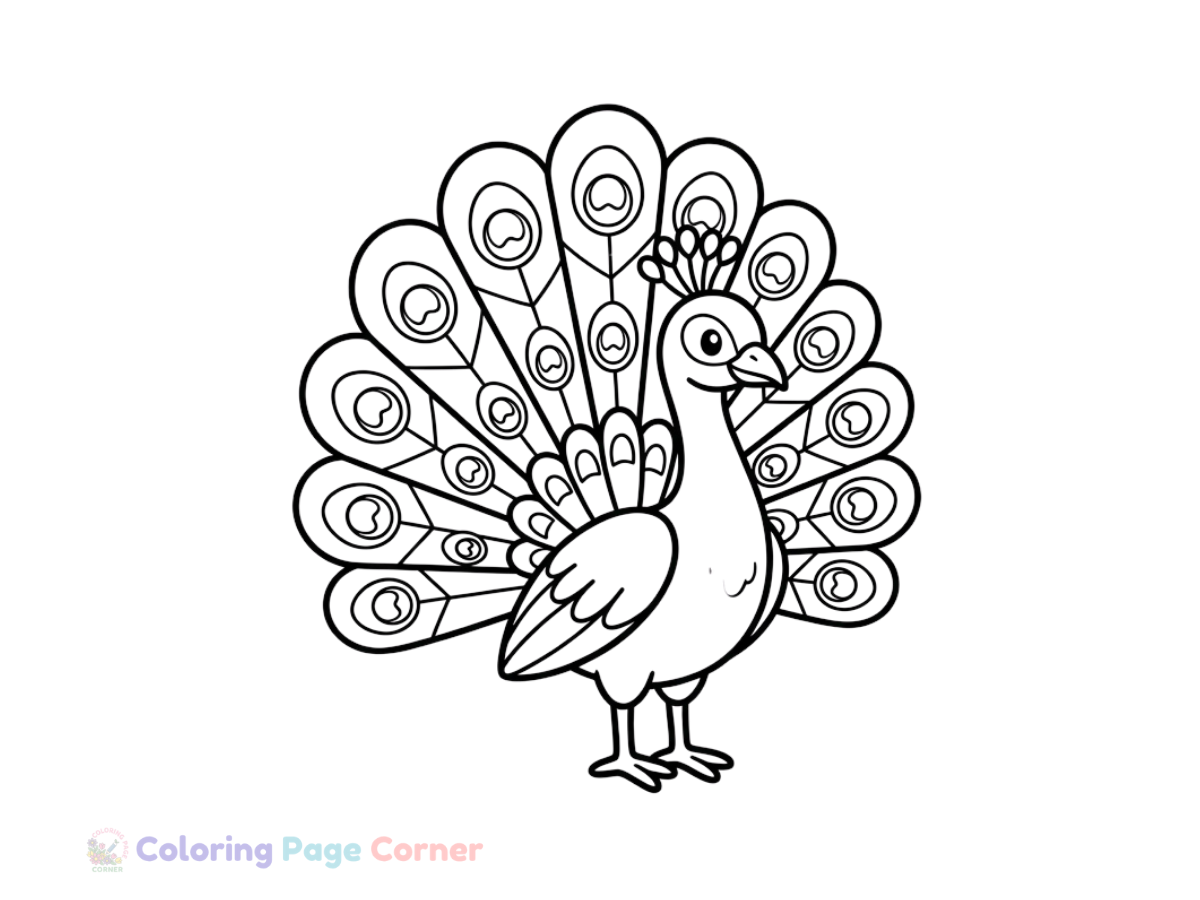 Printable Colorful Peacock Coloring Page outline