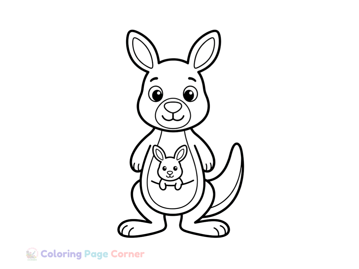 Kangaroo and Joey Coloring Page outline