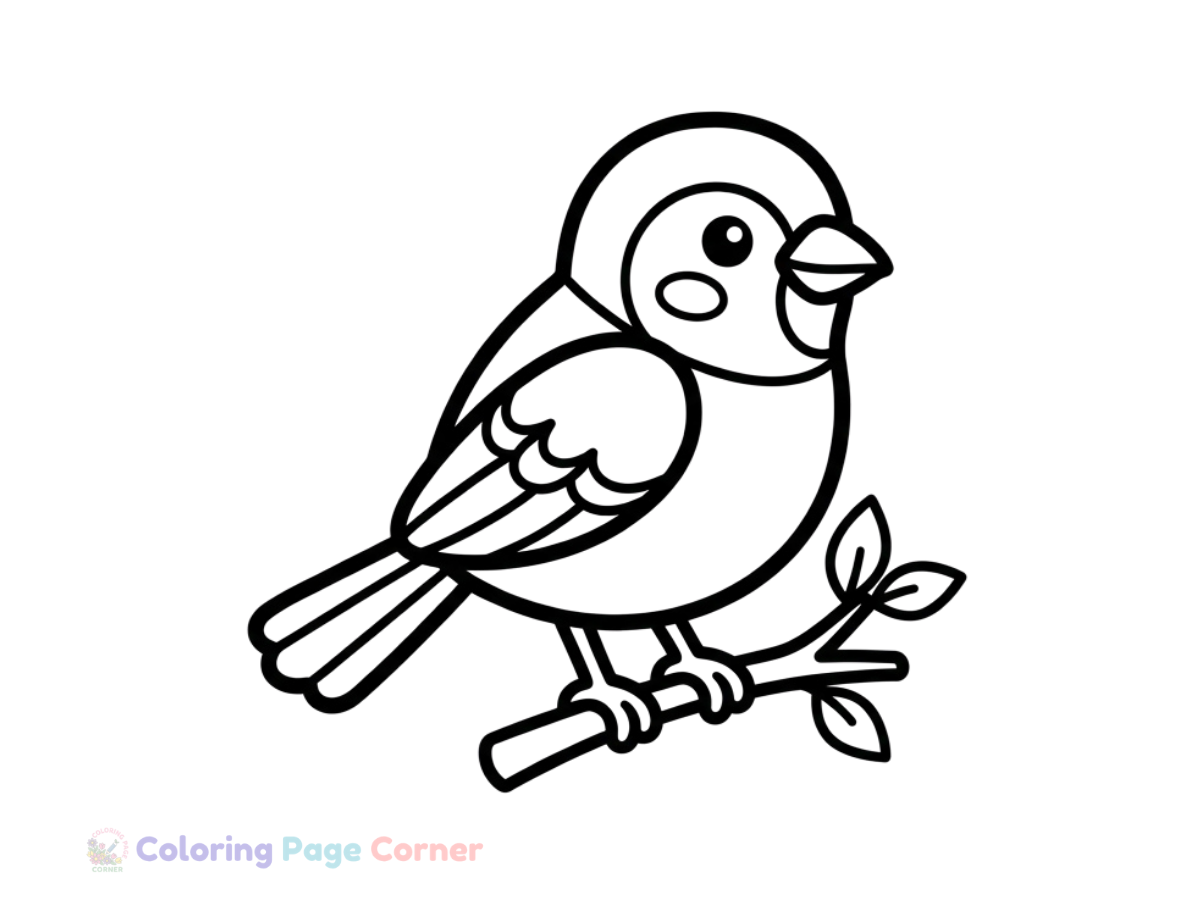 Free Sparrow on a Windowsill Coloring Page outline