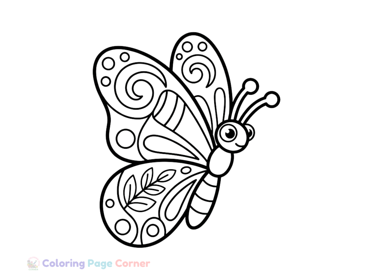 Butterfly Mandala Coloring Page outline