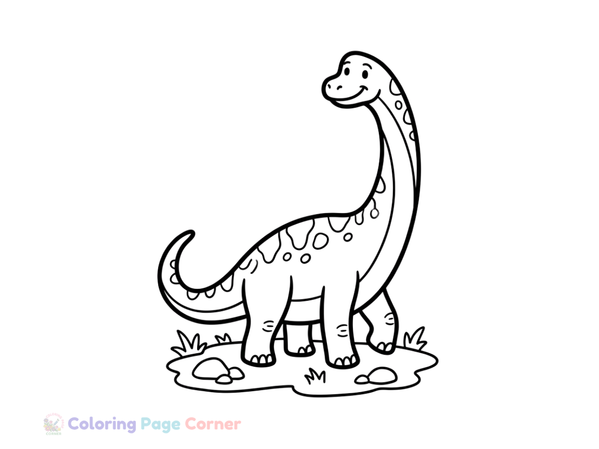 Long-Necked Brachiosaurus Coloring Page for Kids outline