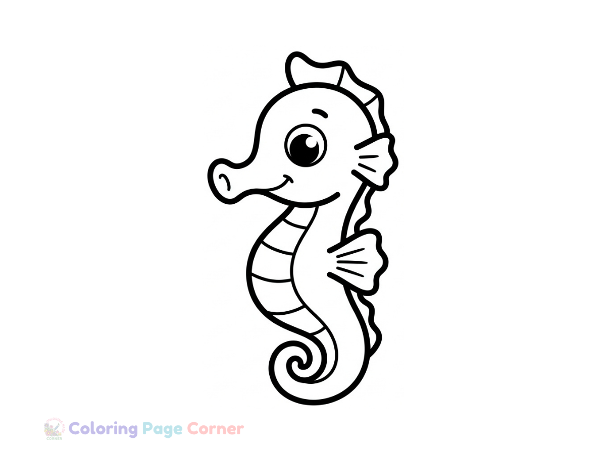 Printable Tiny Seahorse Coloring Page outline