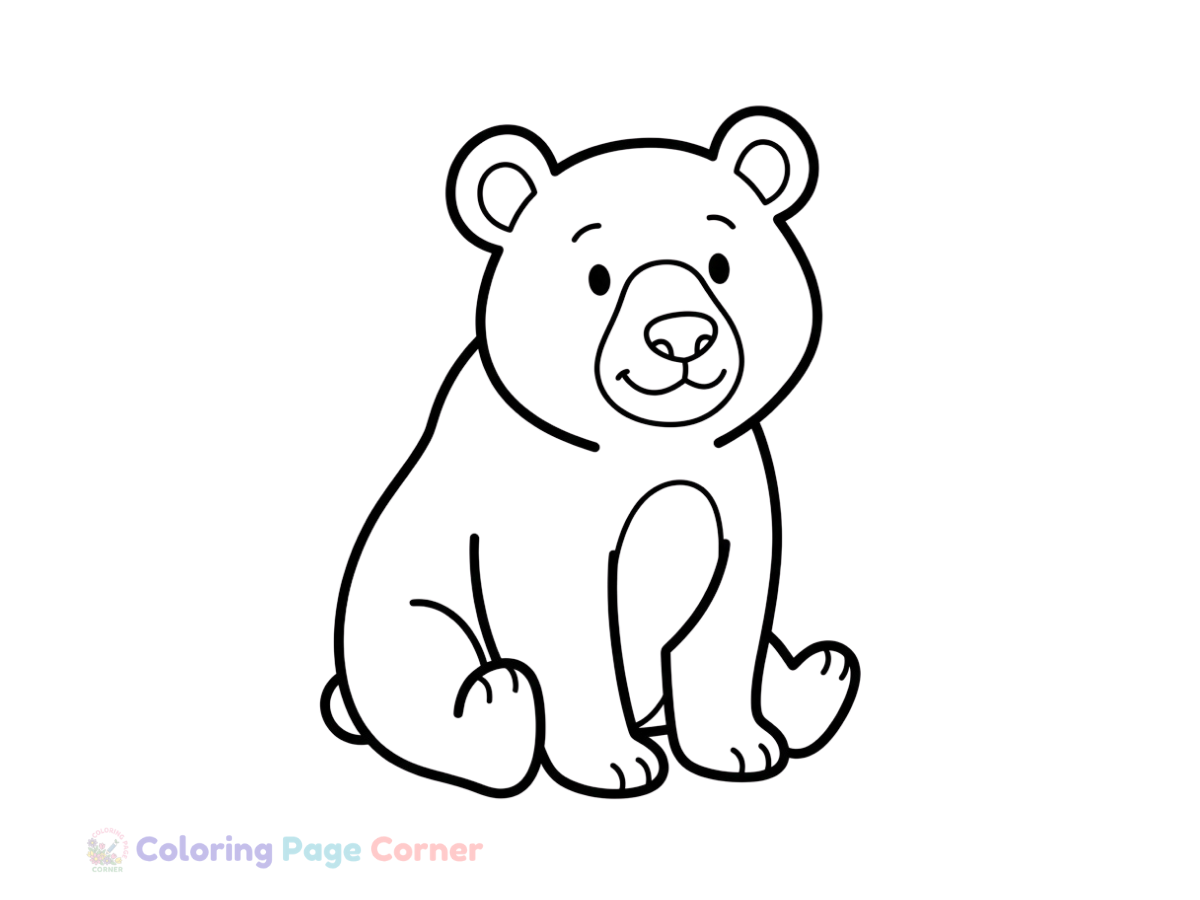 Mother Bear and Cubs Coloring Page outline