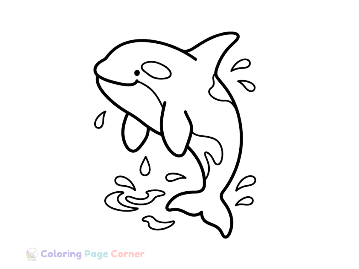Orca Whale Breaching Coloring Page for Kids outline