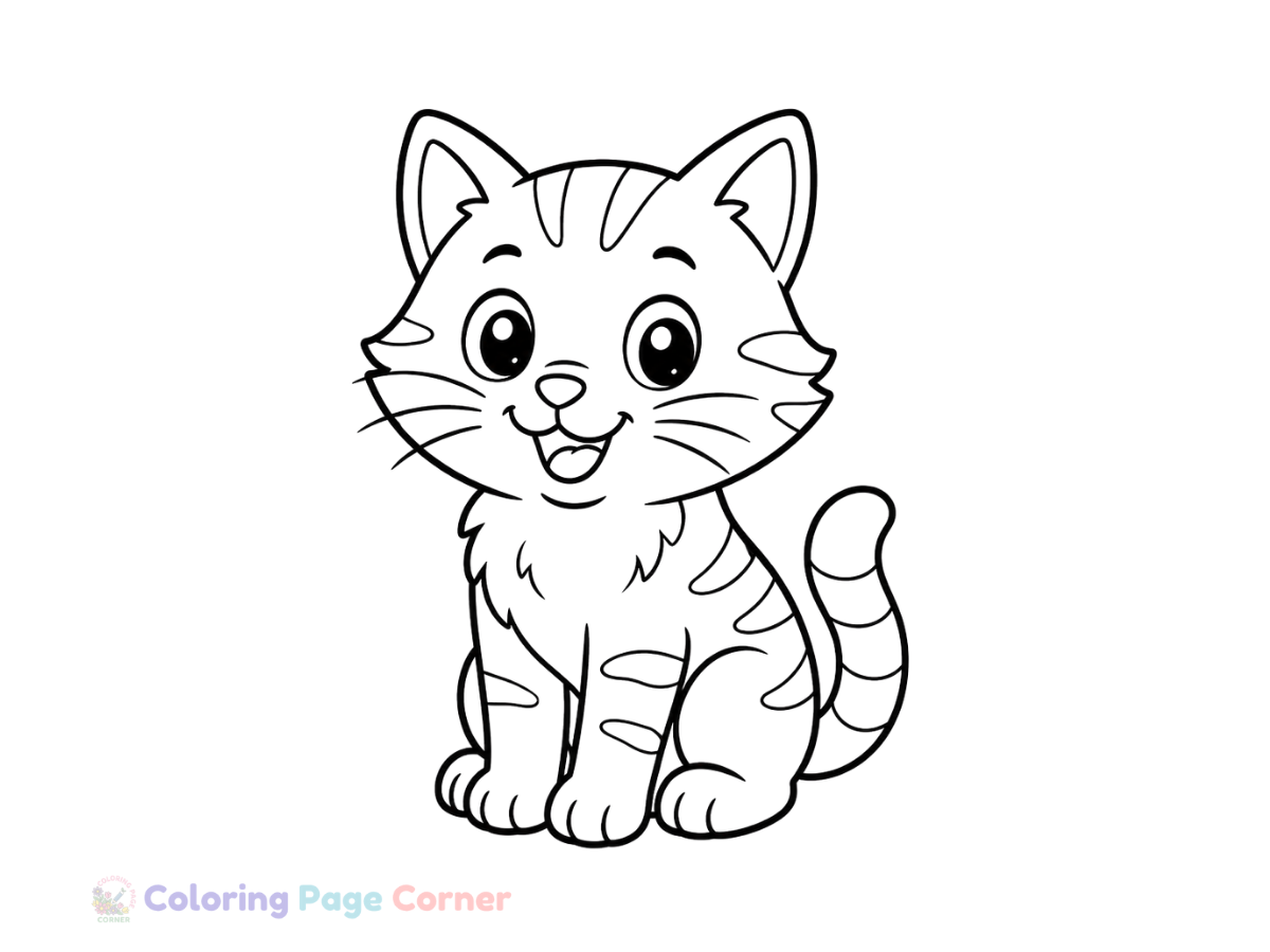 Printable Black Cat on a Fence Coloring Page outline