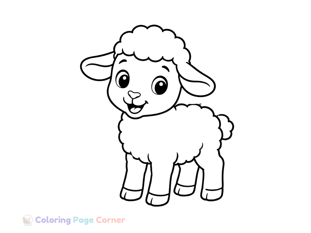 Printable Easter Lamb in a Meadow Coloring Page outline