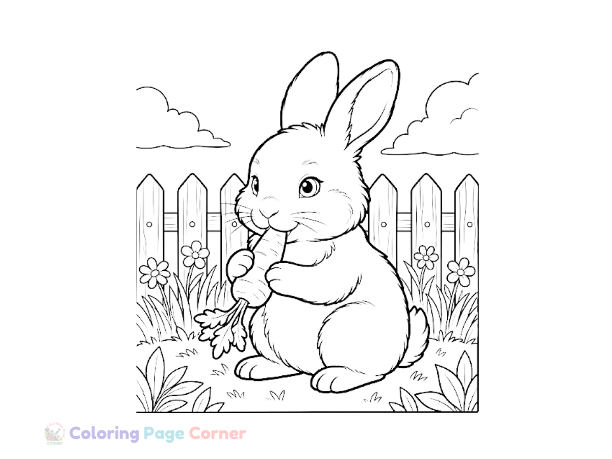 Bunny Rabbit Coloring Page for Kids outline
