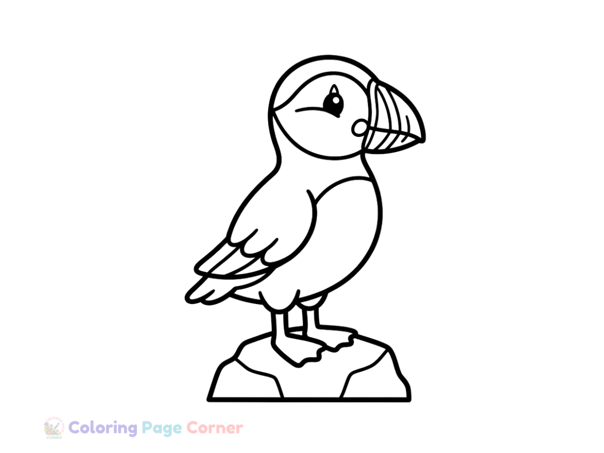 Puffin on a Rocky Cliff Coloring Page outline
