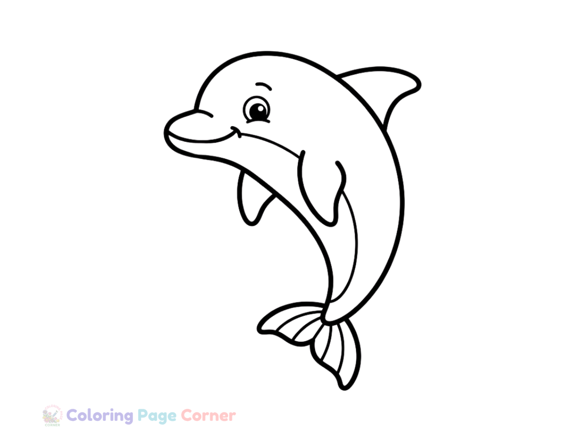 Dolphin Jumping Coloring Page for Kids outline