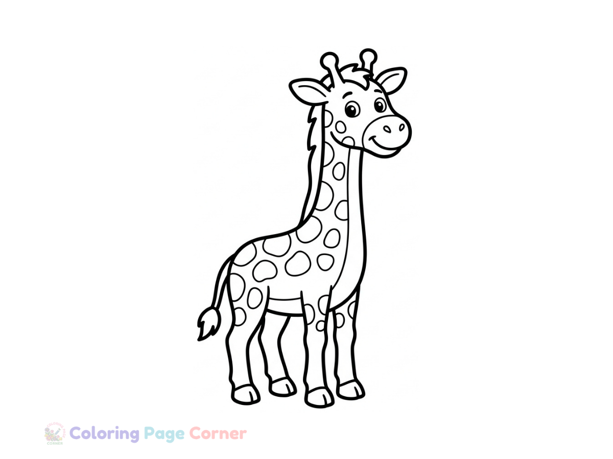 Giraffe Eating Leaves Coloring Page for Kids outline