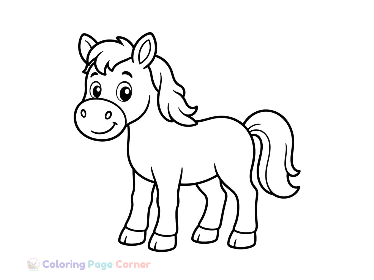 Friendly Horse Coloring Page outline