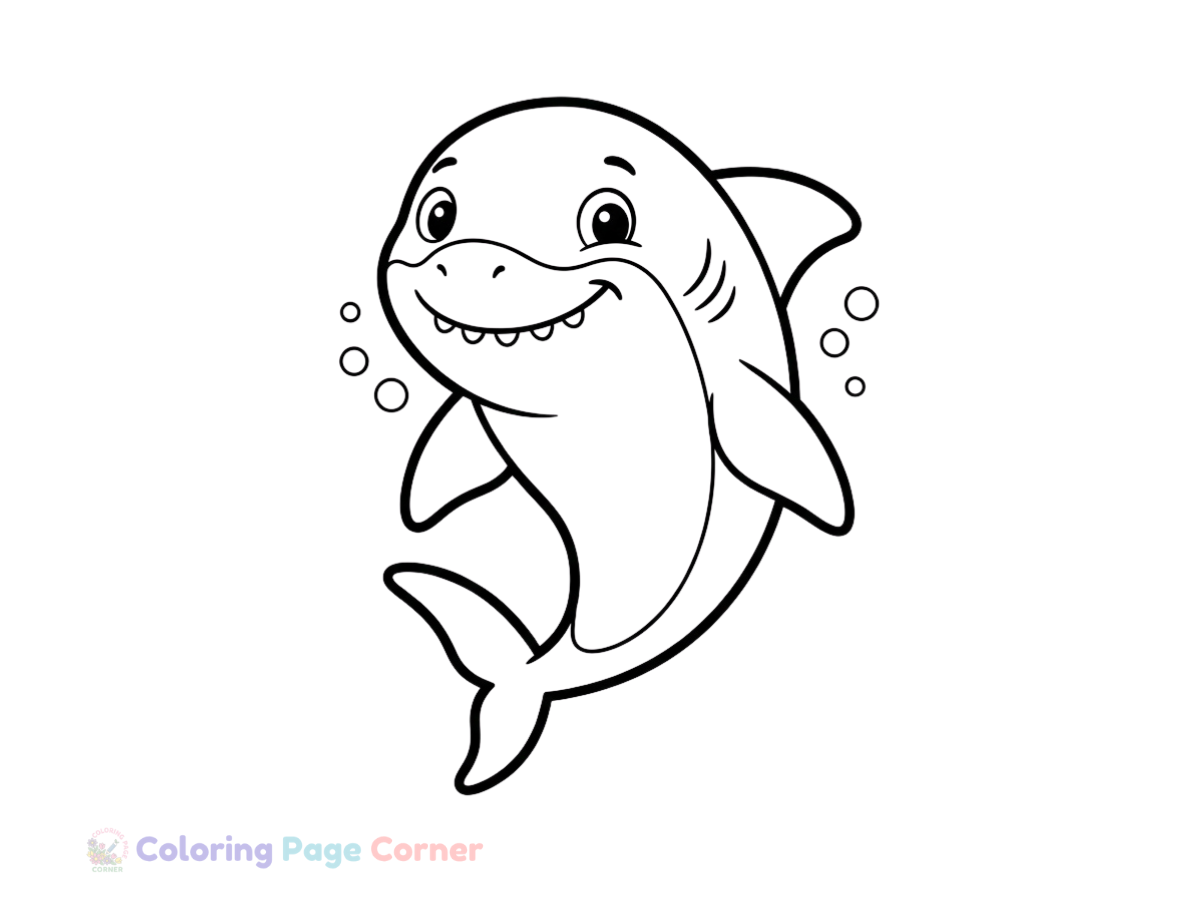 Hammerhead Shark Swimming Coloring Page for Kids outline