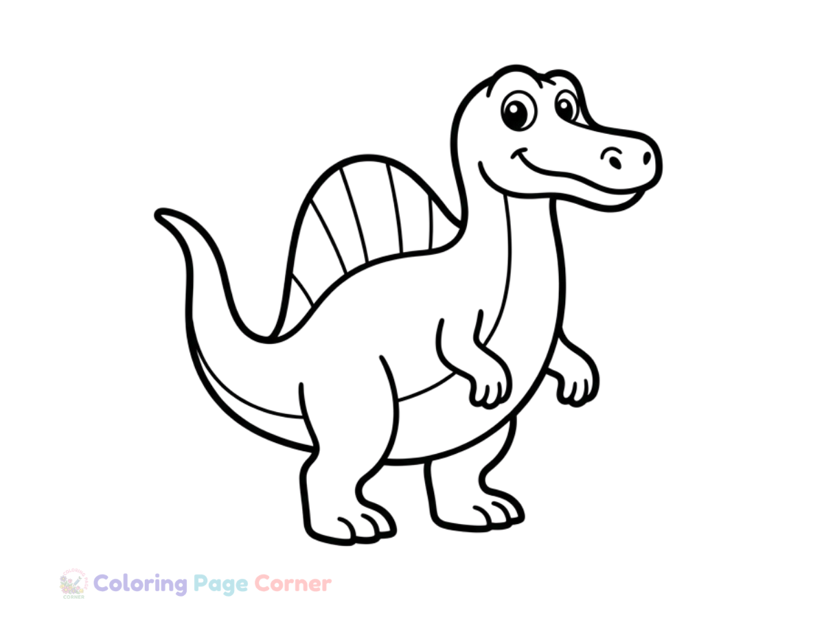 Roaring Spinosaurus Coloring Page for Kids outline