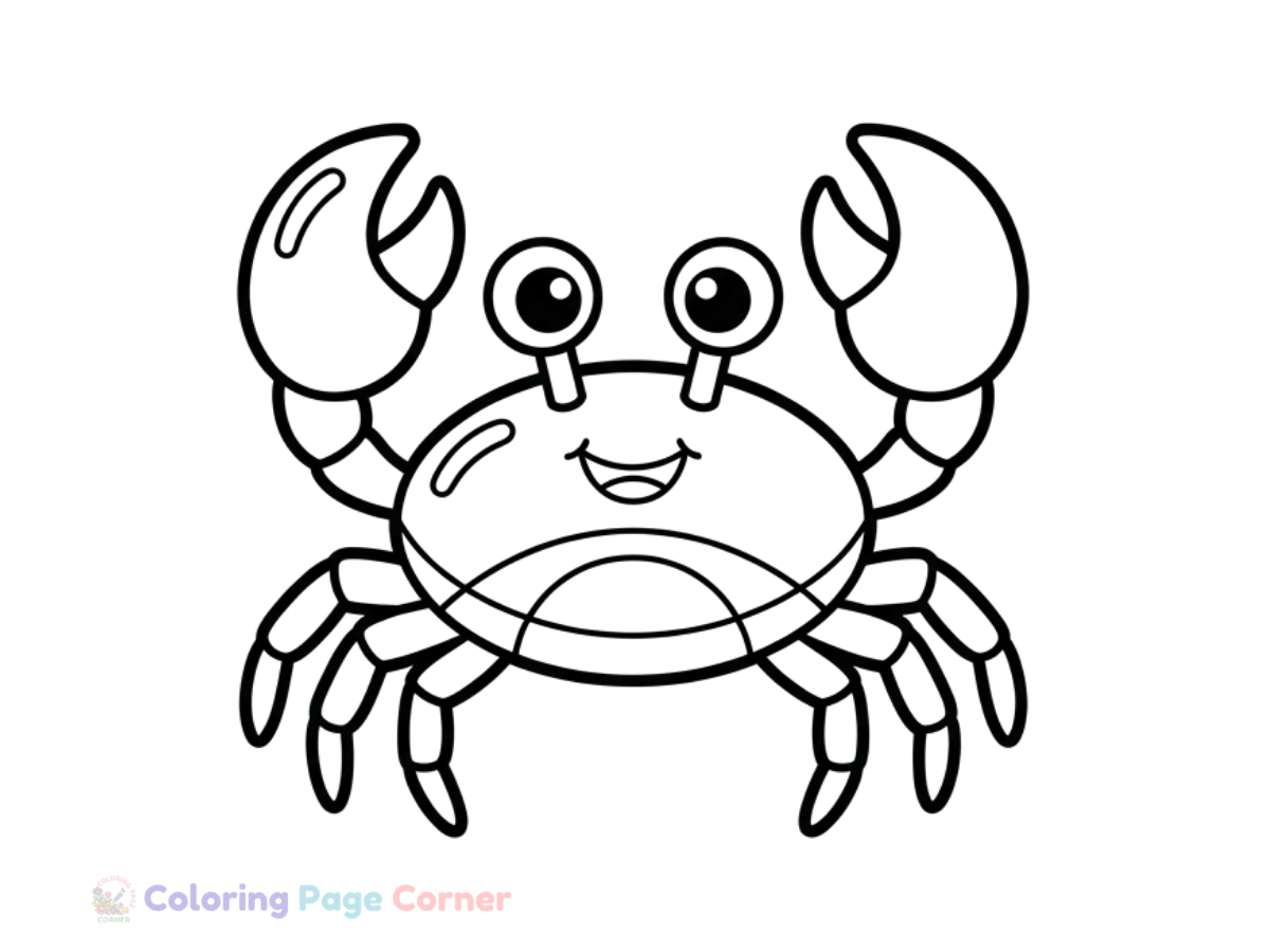 Free Crab on the Beach Coloring Page outline
