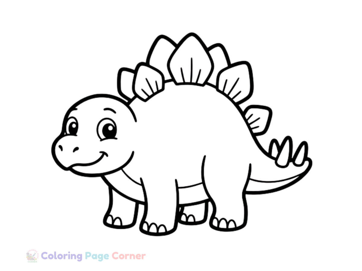 Cute Baby Stegosaurus Coloring Page outline