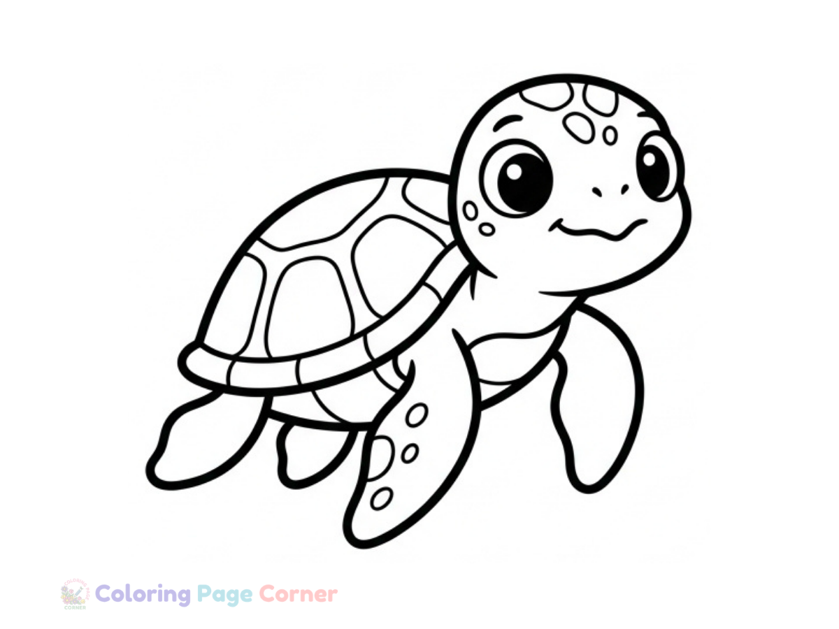 Printable Sea Turtle Swimming Coloring Page outline