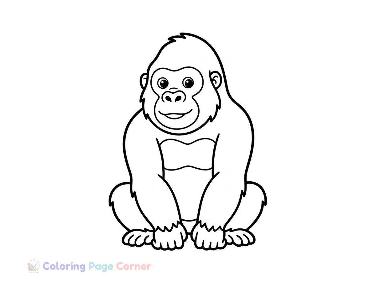 Free Gorilla in the Jungle Coloring Page outline