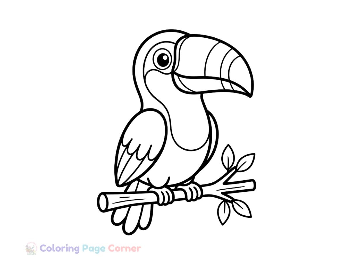 Printable Tropical Toucan Coloring Page outline