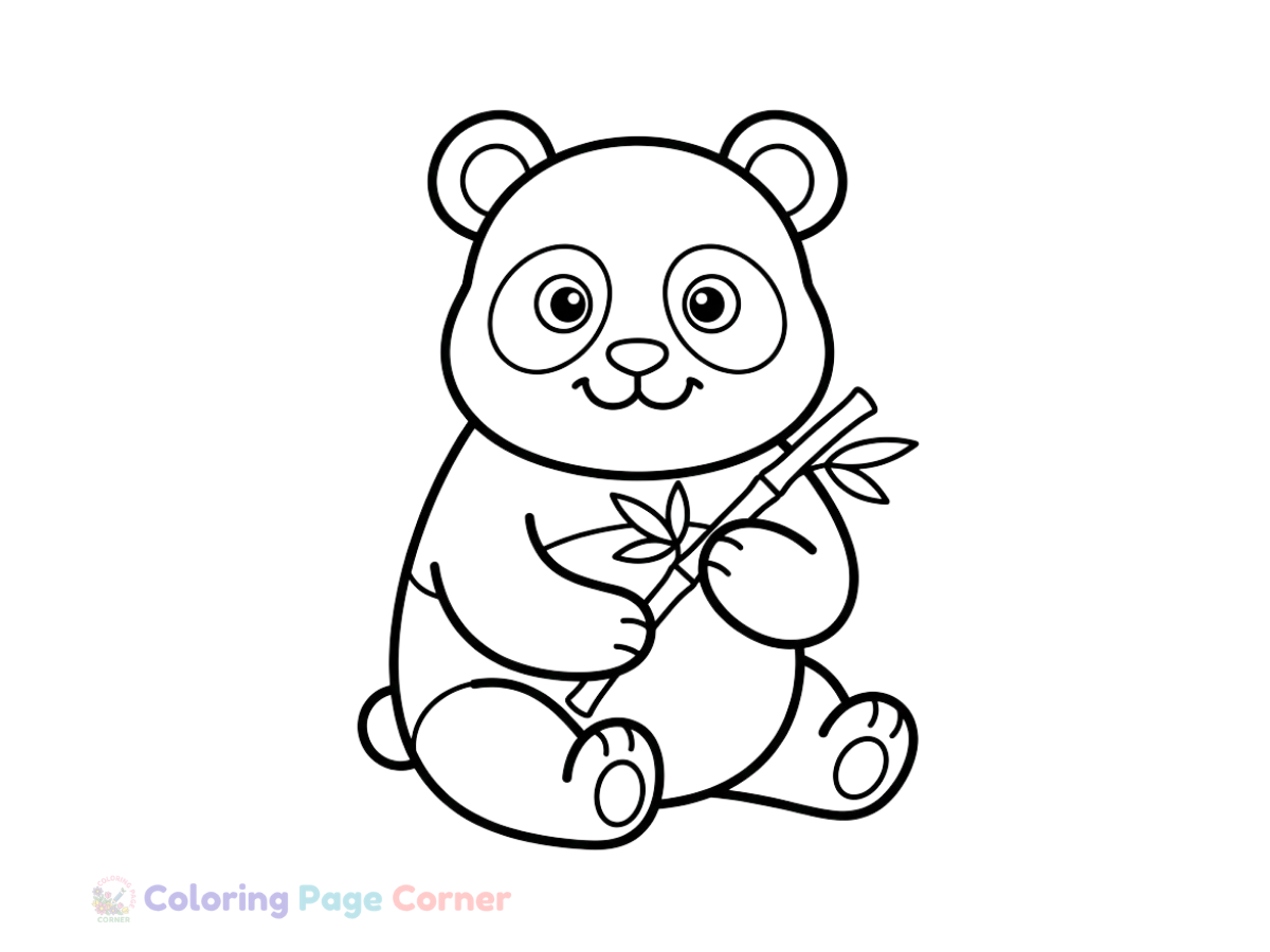 Free Panda Eating Bamboo Coloring Page outline