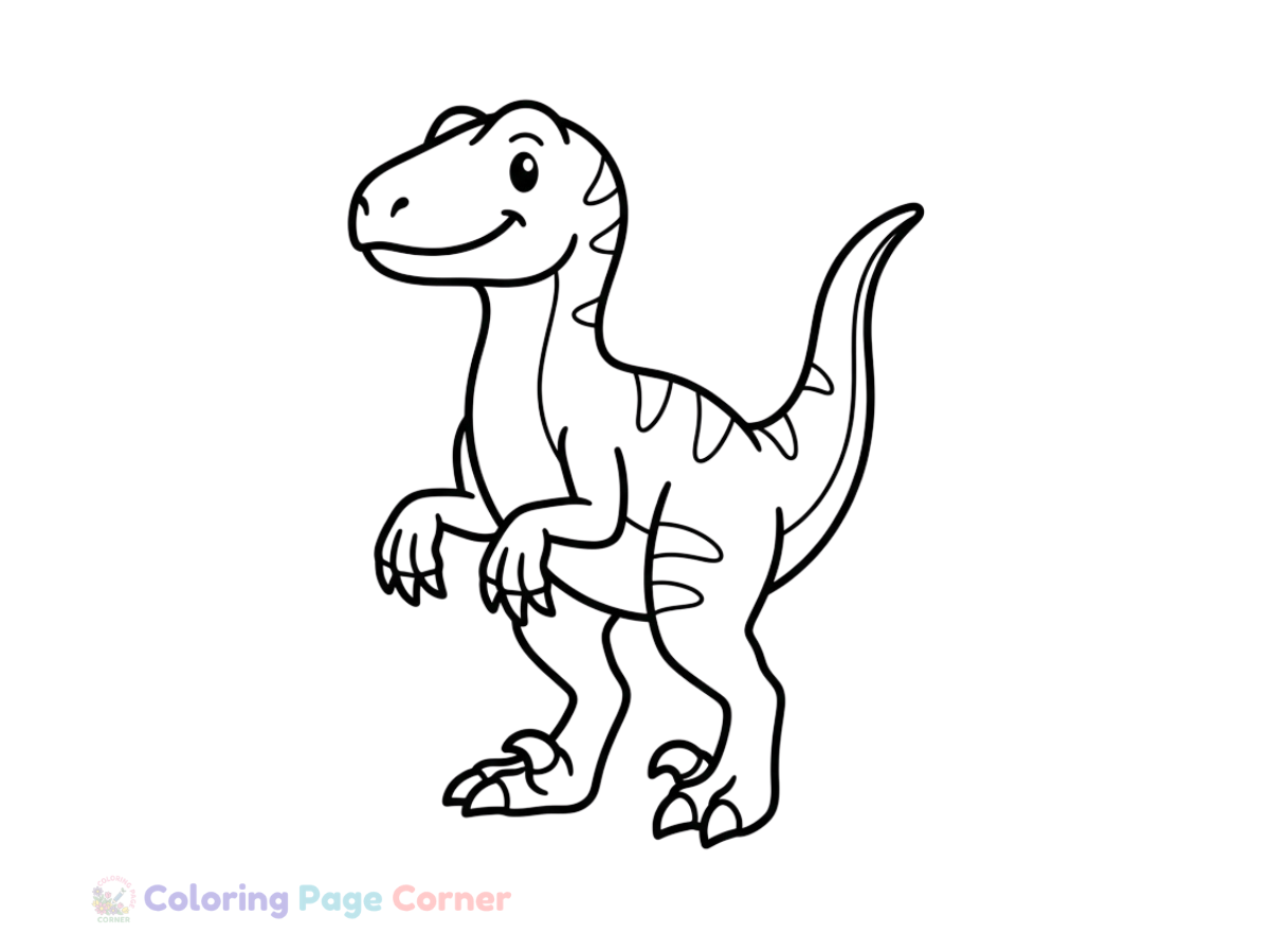 Free Velociraptor Running Coloring Page outline
