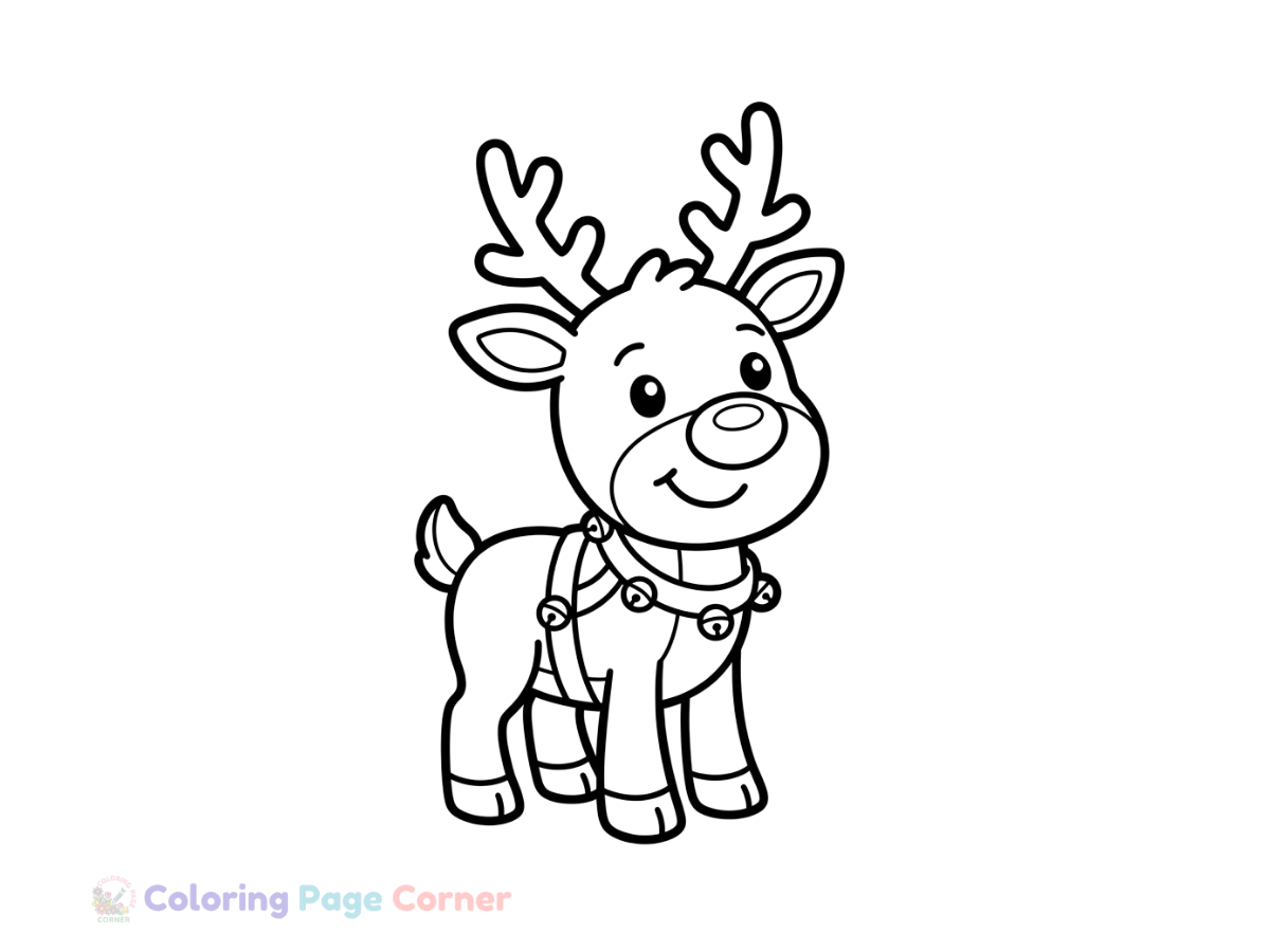 Free Santa's Sleigh and Reindeer Coloring Page outline