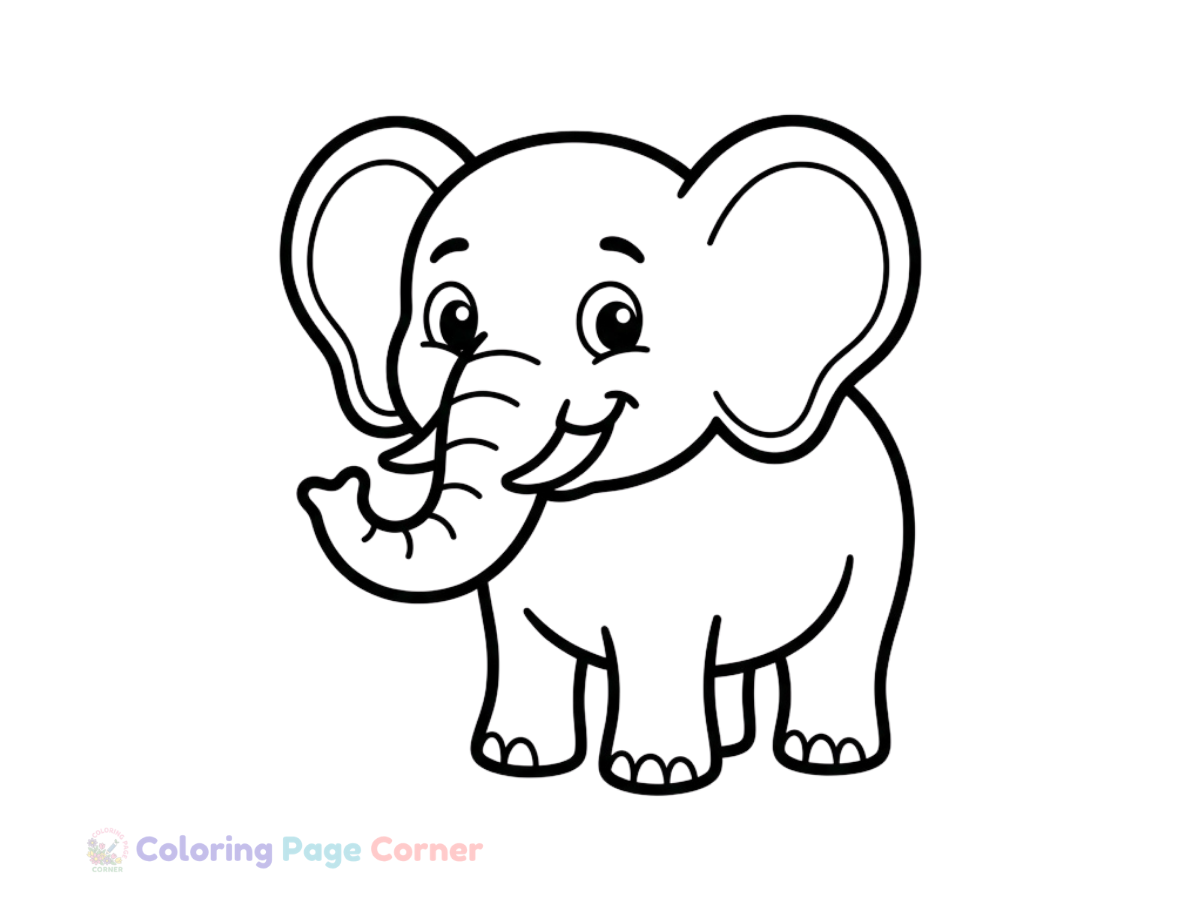 Free Baby Elephant Coloring Page outline