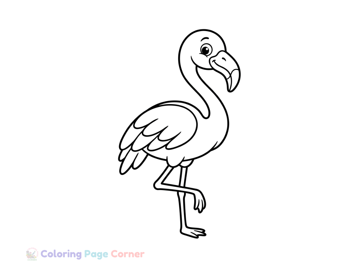 Pink Flamingo Coloring Page outline