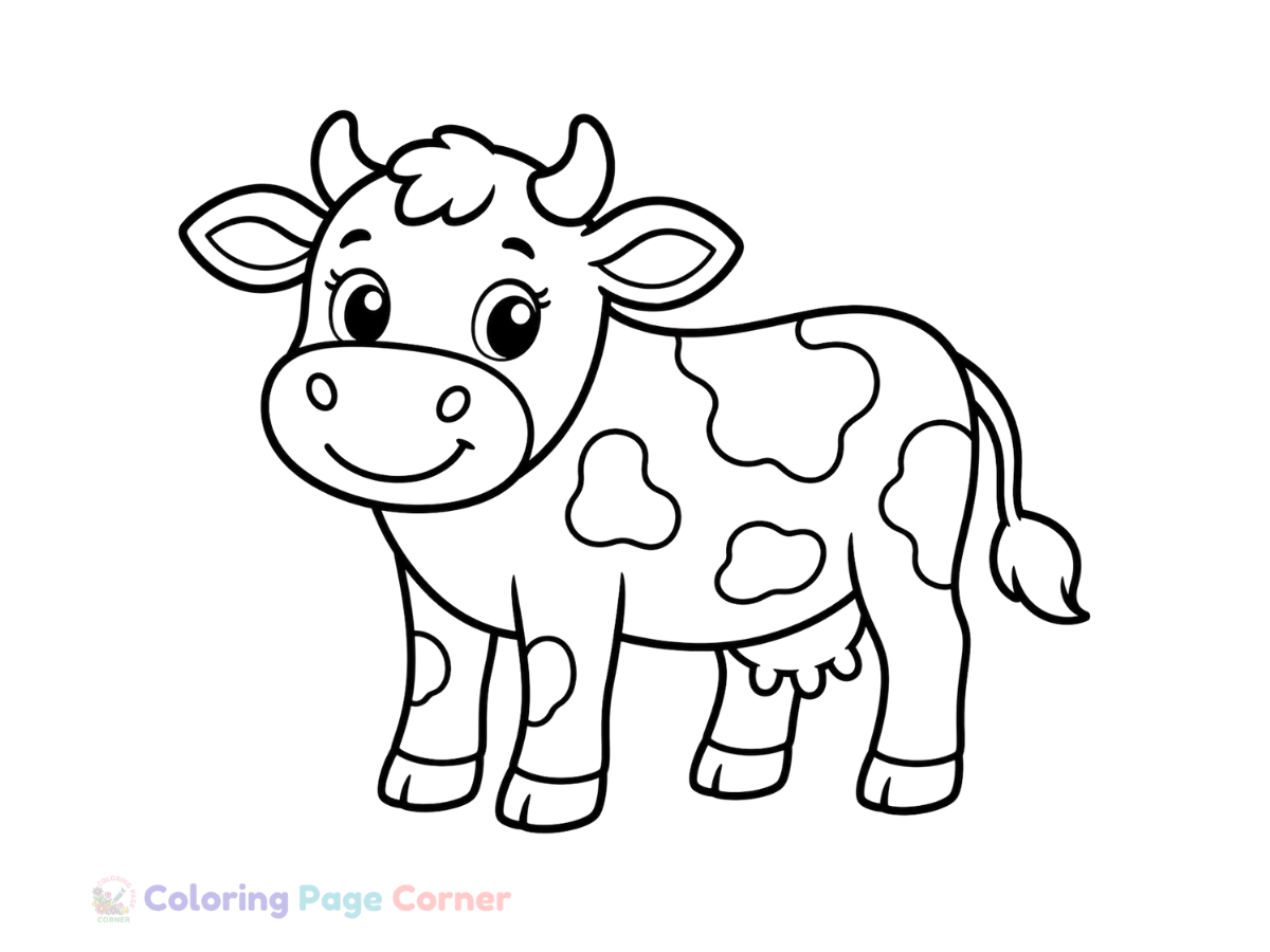 Dairy Cow in a Meadow Coloring Page outline